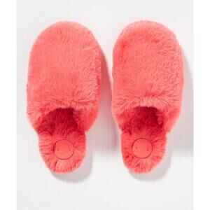 Anthropologie Sadie Fuzzy Faux Fur‎ Slippers Size S/M (Fits 6-7) Coral Pink Cozy